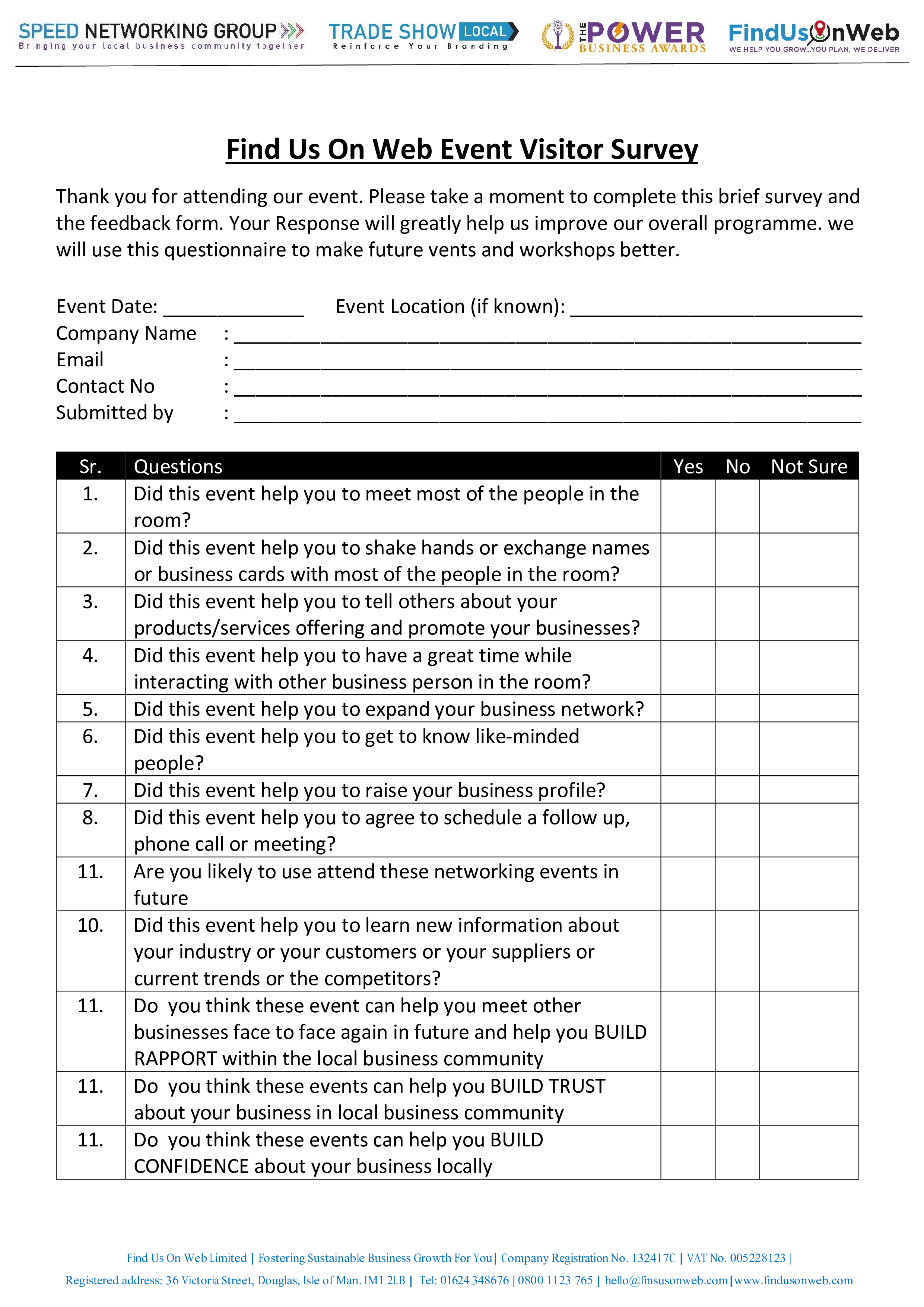 Event Visitor Feedback and Survey Form