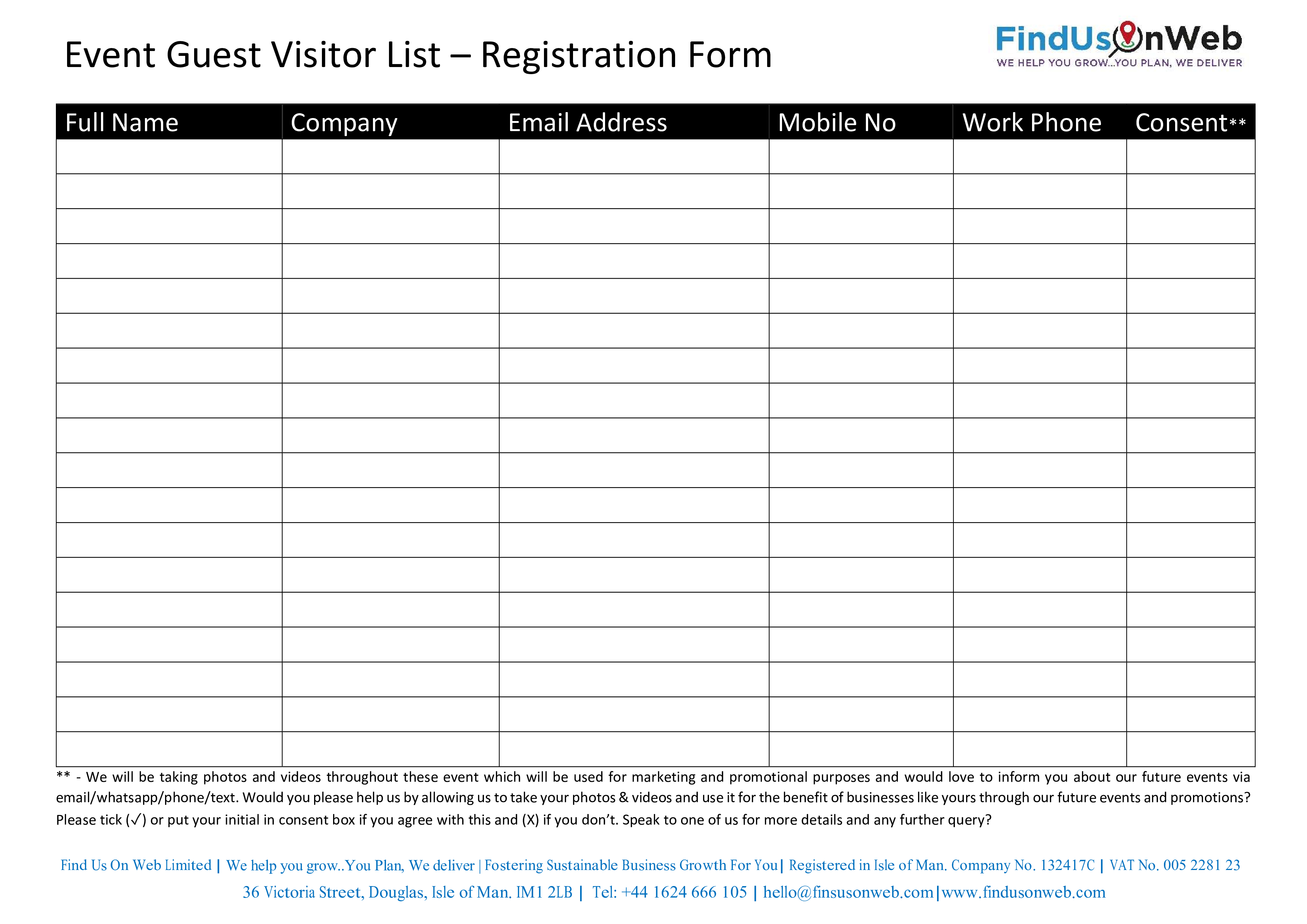 Event Guest Registration Form